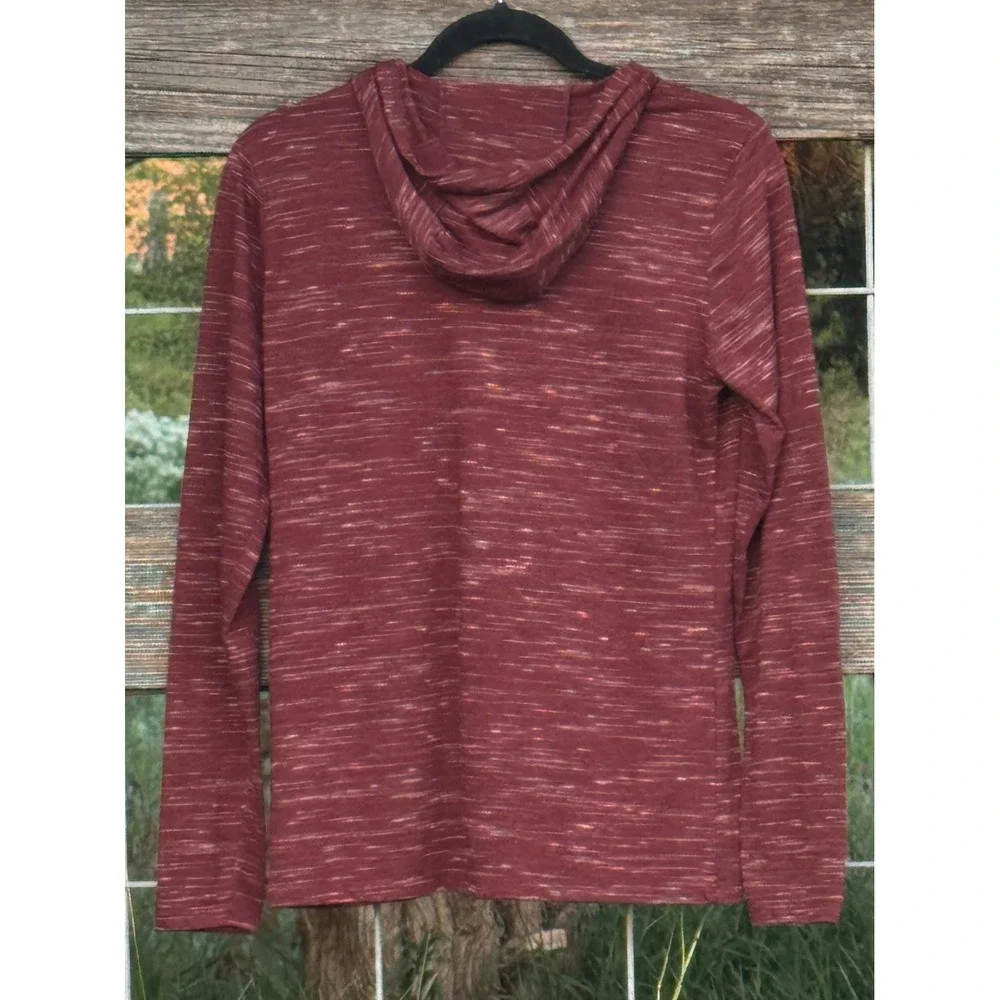 Nike Dri-FIT Womens Training Hoodie Medium Burgundy Space Dye Long Sleeve Top